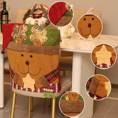 Festive Christmas Dining Chair Covers | Santa, Snowman & Reindeer Character Slipcovers - Image 4