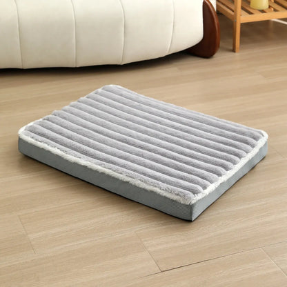 2-Piece Grey Sponge large pet bed - plush dog mat, detachable, washable, anti-slip base(50*40*8cm)