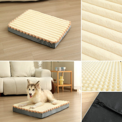 2-Piece White Sponge large pet bed - plush dog mat, detachable, washable, anti-slip base(50*40*8cm) - Image 2