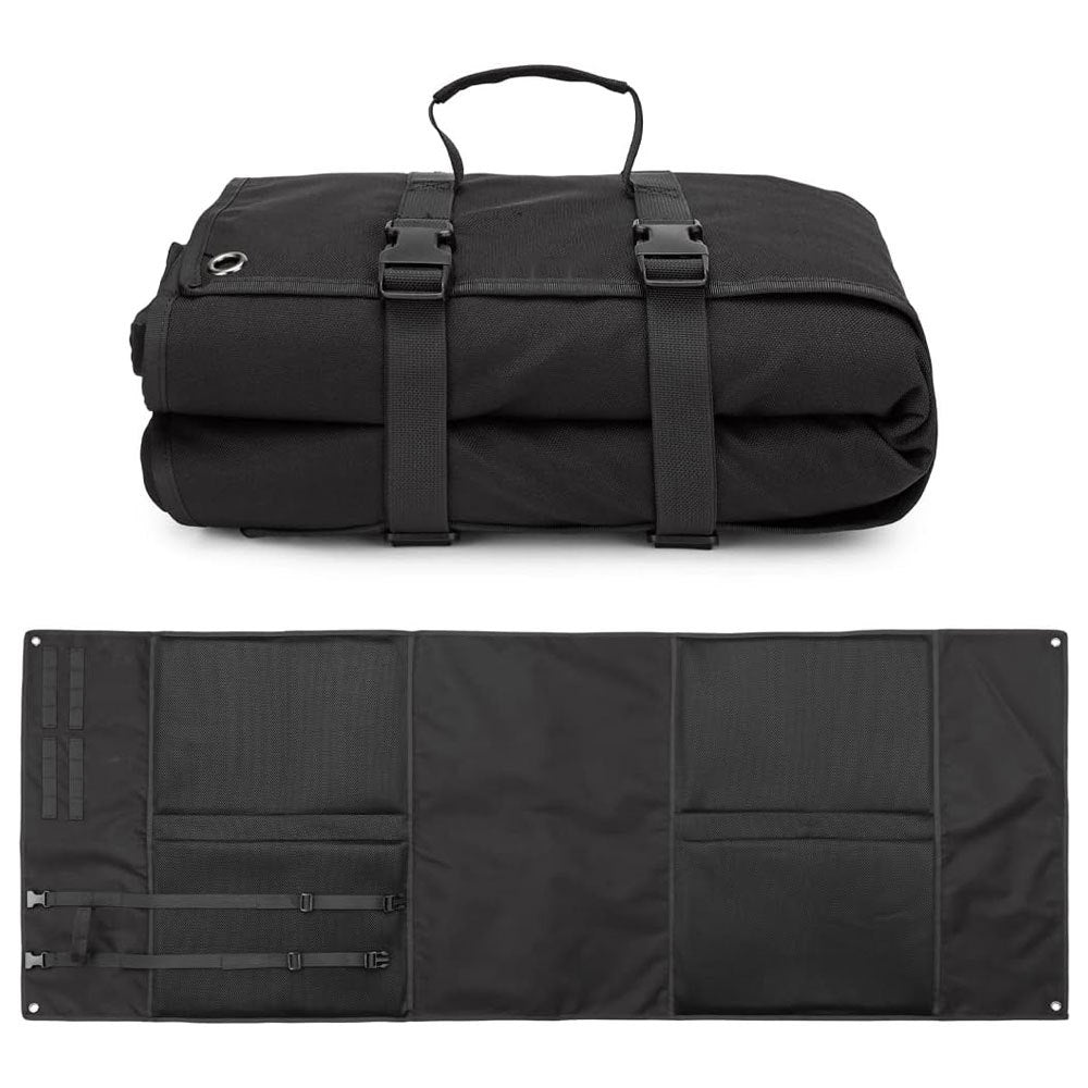 Black Portable Tactical Shooting Mat - Lightweight Roll-Up Ground Pad for Outdoor Range & Hunting