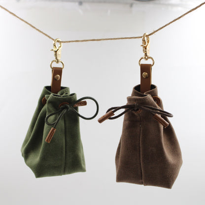 2-PCS Grey Clip-On Canvas Dog Treat Pouch - Portable Drawstring Bag for Training & Walks - Image 3
