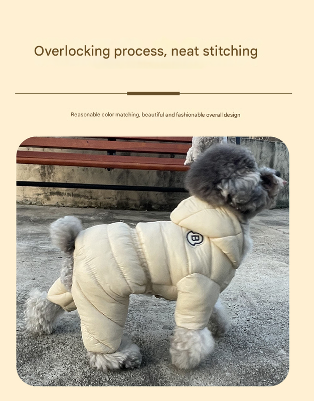 Black Warm Puffer Dog Coat - Waterproof Four-Legged Winter Jumpsuit for Small Dogs - Image 2