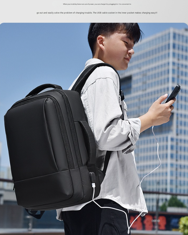 Blue Expandable Business Laptop Backpack with USB Charging Port - Large Capacity Work & Travel Bag for 15.6 Inch Laptops - Image 2