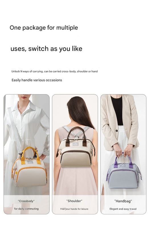 Grayish purple Versatile 3-in-1 Nappy Bag | Convertible Backpack, Tote & Crossbody with Insulated Pockets - Image 6