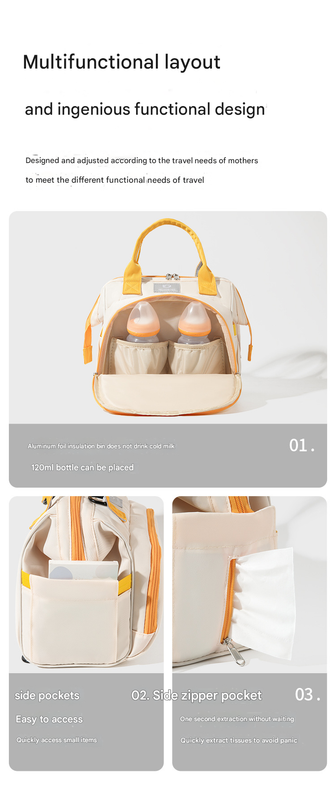 Khaki Versatile 3-in-1 Nappy Bag | Convertible Backpack, Tote & Crossbody with Insulated Pockets - Image 4
