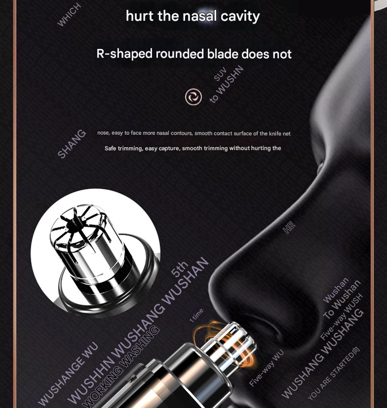 Orange Painless Electric Nose & Ear Hair Trimmer - USB-C Rechargeable Grooming Tool with LED Battery Display for Men and Women - Image 4
