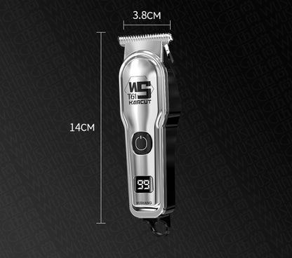 Silver Professional Cordless Hair Clippers - USB Rechargeable Trimmer with LED Display for Barbers & Home Grooming - Image 6