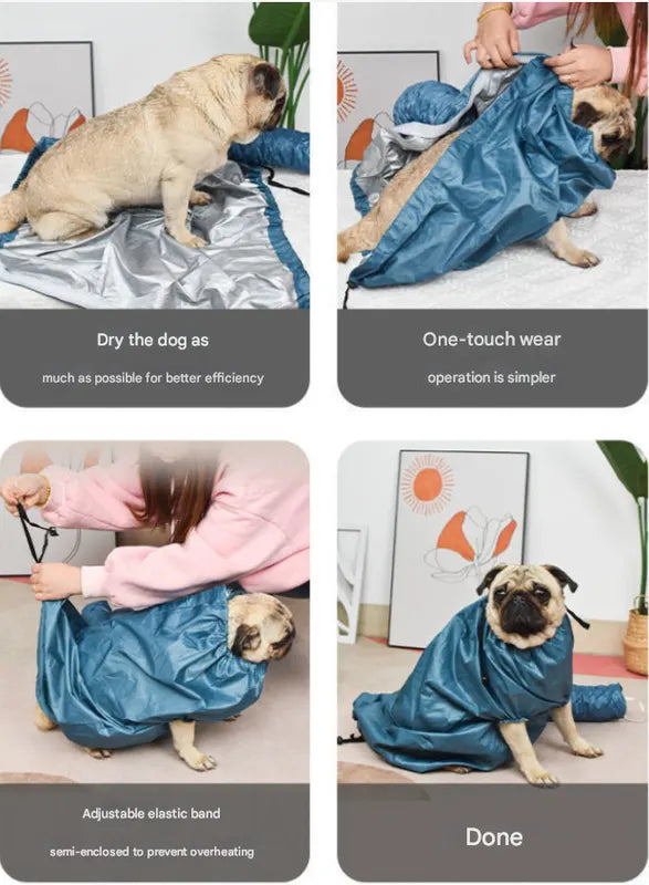 Portable Pet Grooming Dryer Bag - Hands-Free Quick-Drying Coat for Dogs & Cats After Bath(Size S) - Image 4