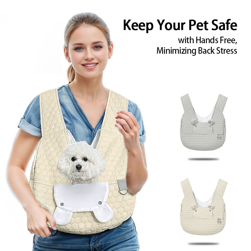 Grey Hands-Free Quilted Pet Carrier Sling - Soft & Comfortable Front Pack for Small Dogs and Cats - Image 2