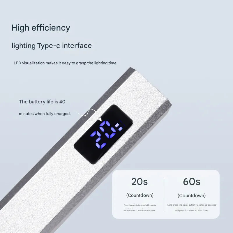 Rose gold Handheld UV LED Nail Curing Pen - Portable USB-C Rechargeable Light for Fast-Drying Gel Polish & Nail Art - Image 2