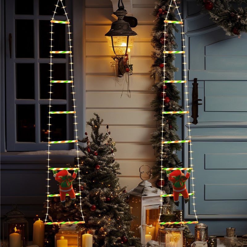 Festive Climbing Santa LED Ladder Light - USB Powered Outdoor Christmas Hanging Decoration with Remote(1.7m) - Image 2