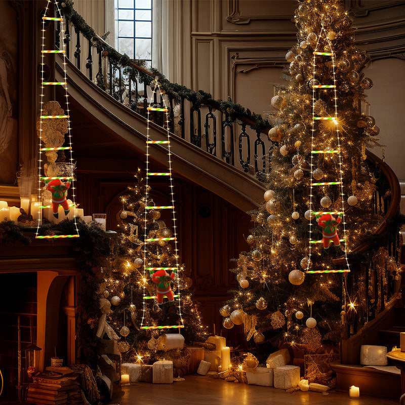 Festive Climbing Santa LED Ladder Light - USB Powered Outdoor Christmas Hanging Decoration with Remote(1.7m) - Image 4