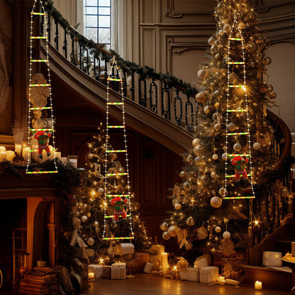 Festive Climbing Santa LED Ladder Light - USB Powered Outdoor Christmas Hanging Decoration with Remote(1.7m) - Image 4