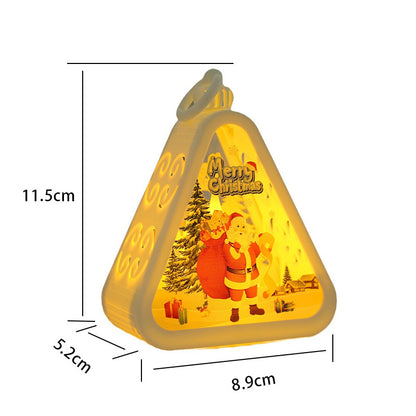 White Santa Claus Charming Christmas Scene Mini Lanterns (Set of 3) - Battery Operated LED Lights for a Cozy Holiday Glow - Image 2
