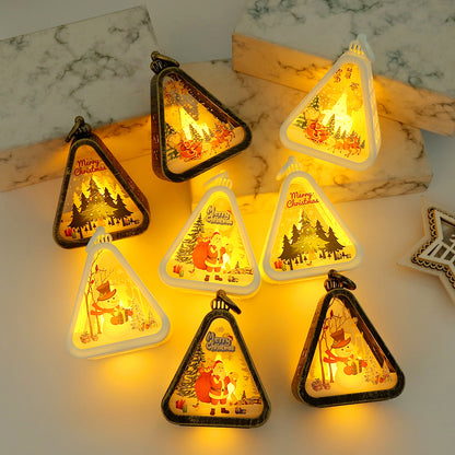 Bronze color Christmas tree Charming Christmas Scene Mini Lanterns (Set of 3) - Battery Operated LED Lights for a Cozy Holiday Glow - Image 4