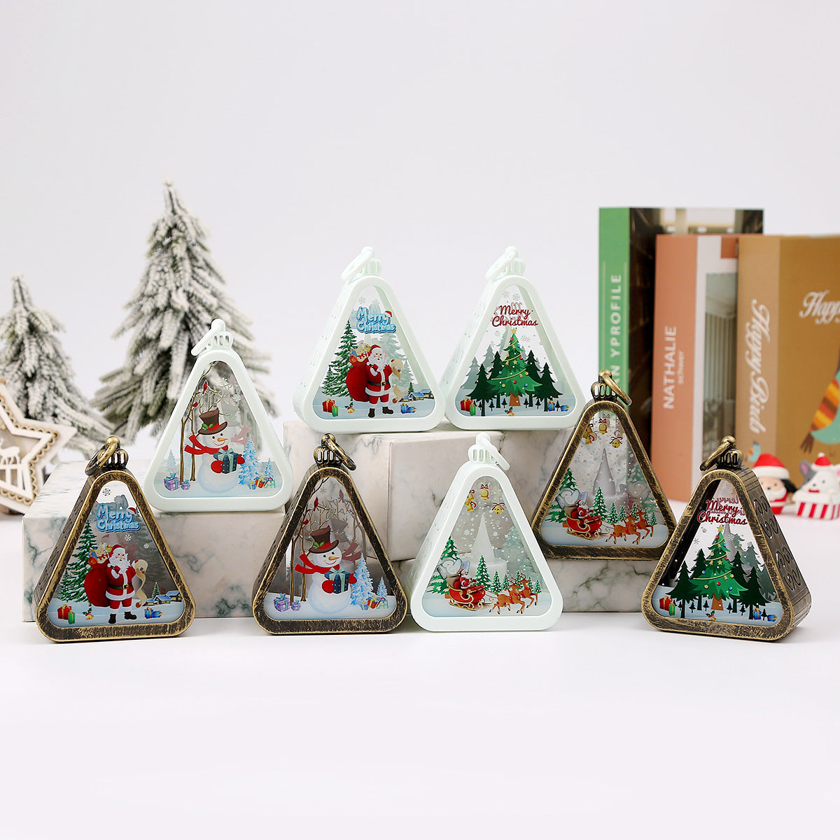 Bronze color Elk Charming Christmas Scene Mini Lanterns (Set of 3) - Battery Operated LED Lights for a Cozy Holiday Glow - Image 5