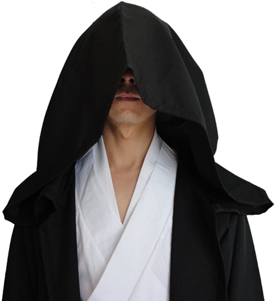 Black Shadow Wanderer Hooded Cape - Premium Velvet Robe for Jedi, Wizard & Medieval Cosplay - Image 3