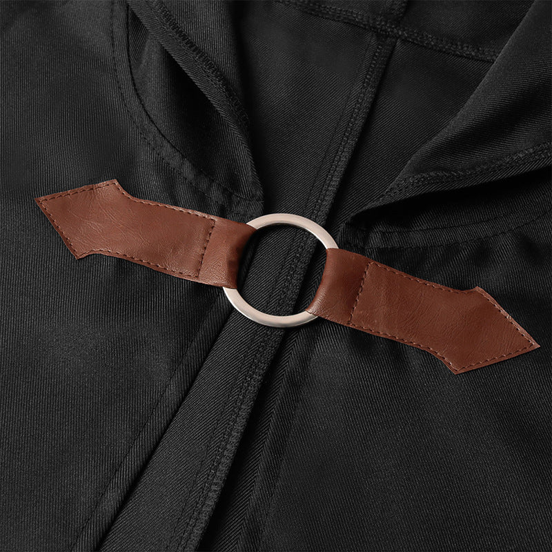 Black Shadow Wanderer Hooded Cape - Premium Velvet Robe for Jedi, Wizard & Medieval Cosplay - Image 4