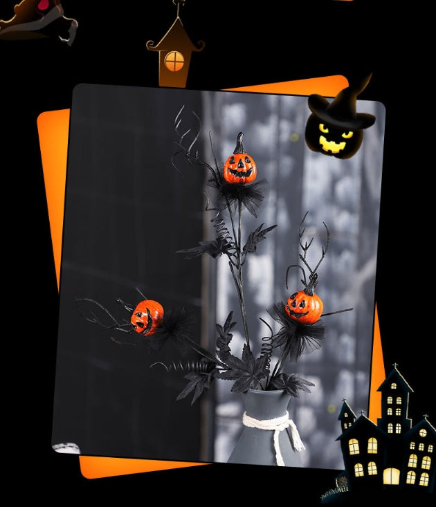Halloween Black Twig & Pumpkin Stems (2-Pack) - Artificial Floral Picks for Spooky Arrangements - Image 3