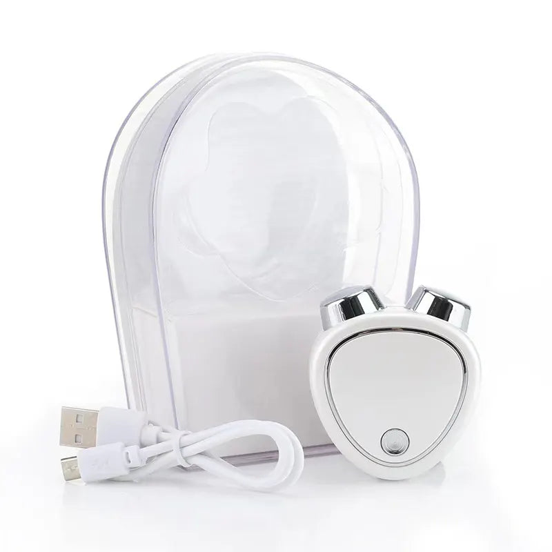 White EMS Microcurrent Facial Lifting Massager - Skin Tightening & Sculpting Beauty Tool