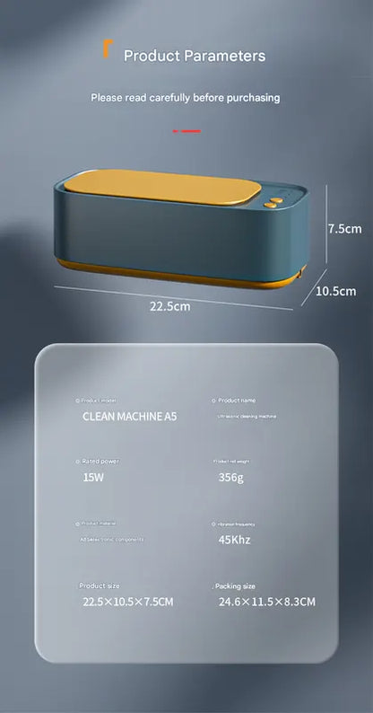 Green Portable Ultrasonic Cleaner - 45kHz Professional High-Frequency Cleaning Machine for Jewellery, Glasses, Watches, and Makeup Brushes - Image 6
