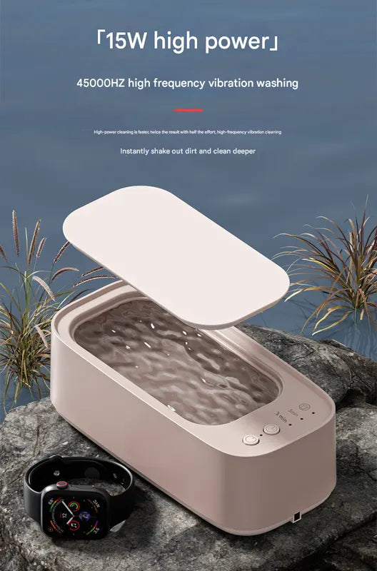 Pink Portable Ultrasonic Cleaner - 45kHz Professional High-Frequency Cleaning Machine for Jewellery, Glasses, Watches, and Makeup Brushes - Image 3