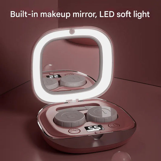 Purple Portable Ultrasonic Contact Lens Cleaner - Automatic Electric Cleaning Case with LED Makeup Mirror, USB Rechargeable for Travel & Home - Image 2