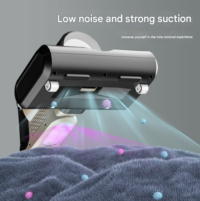 Khaki High-Power Wireless UV Sterilization Mite Removal Vacuum Cleaner - Powerful Suction and Deep Cleaning for Home Use - Image 4