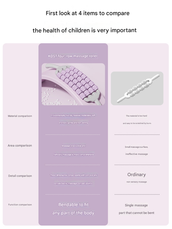 Pink Four-Row Bendable Massage Roller - Muscle Relaxation and Sensory Integration Training for Children - Image 4