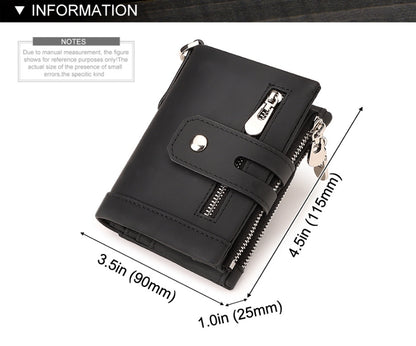 Brown Genuine Leather Men's RFID Blocking Wallet - High Capacity Trifold with Zipper Coin Pocket - Image 5