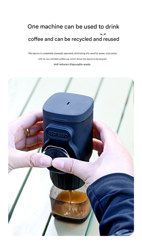 White Portable Hand Press Espresso Machine - Compatible with Espresso Capsules and Ground Coffee for Home, Travel, and Outdoor Use - Image 5