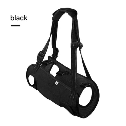 Black Pet Support Harness for Senior and Disabled Dogs - Adjustable Chest and Back Support Leash(Size L)