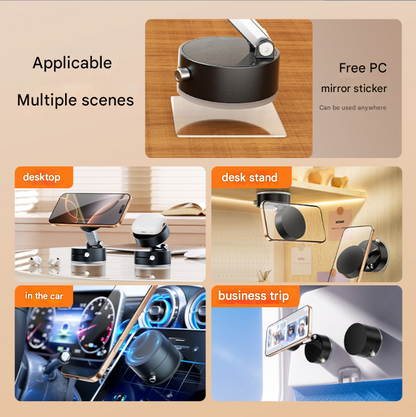 Black Multi-Functional Vacuum Suction Cup Stand - Foldable, Extendable Kitchen Lazy Person's Dual-Sided Magnetic Phone Holder - Image 3