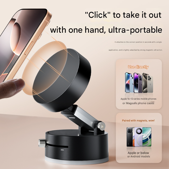 White Multi-Functional Vacuum Suction Cup Stand - Foldable, Extendable Kitchen Lazy Person's Dual-Sided Magnetic Phone Holder - Image 2