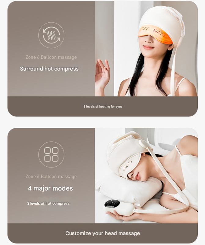 Capless Version Electric Head Massage Hat with Inflatable Airbags - 6-Zone Scalp Therapy for Relaxation and Sleep Aid - Image 4
