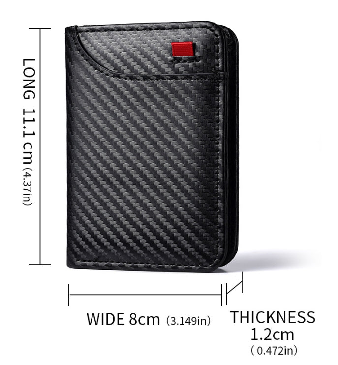 Coffee-colored Sleek Carbon Fiber Vertical Wallet for Men - Slim Bifold Card Holder with Clear ID Window - Image 6