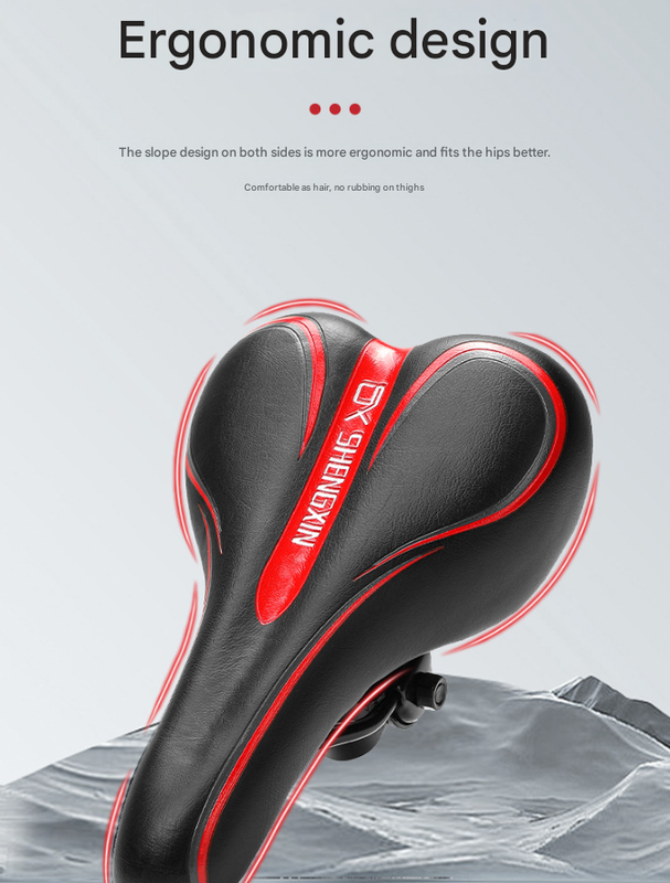 Black and red Mountain Bike Saddle - Comfortable and Durable Bicycle Seat for MTB and Road Bikes - Image 3