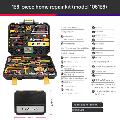 168-Piece Ultimate Hand Tool Kit - Comprehensive Household & Auto Repair Set with Socket Wrenches, Pliers, Screwdrivers & Portable Storage Case - Image 2
