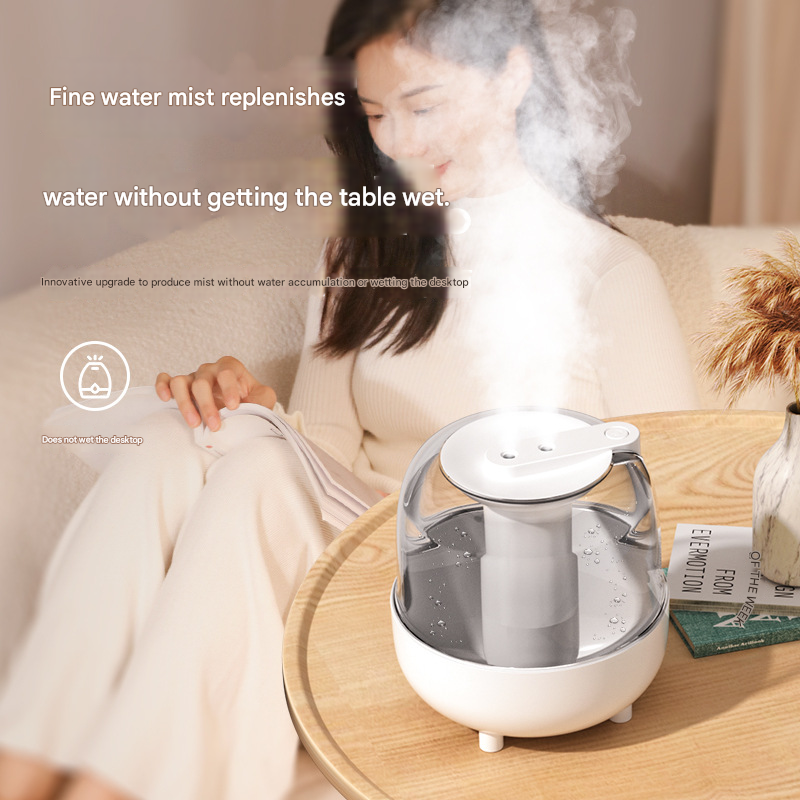 White 3.5L Smart Cool Mist Humidifier with Dual Nozzle & Digital Display - Ultra-Quiet Air Purifier for Bedroom and Office - Image 2
