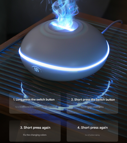 Black Mini USB Aromatherapy Diffuser with Flame Projection - Portable Humidifier for Home and Car Use - Image 4