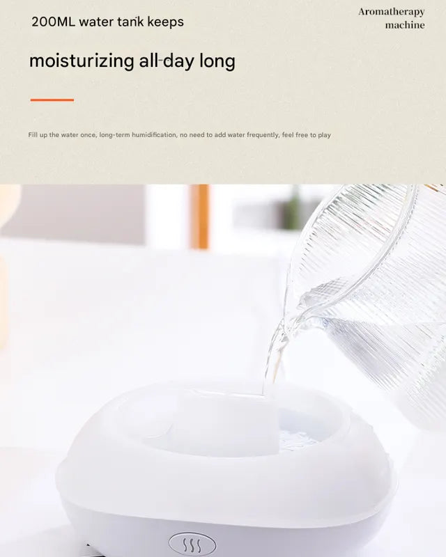 White Mini USB Aromatherapy Diffuser with Flame Projection - Portable Humidifier for Home and Car Use - Image 5