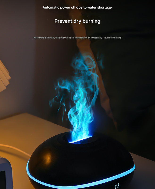 White Mini USB Aromatherapy Diffuser with Flame Projection - Portable Humidifier for Home and Car Use - Image 6