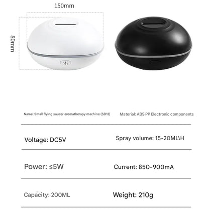 White Mini USB Aromatherapy Diffuser with Flame Projection - Portable Humidifier for Home and Car Use - Image 7