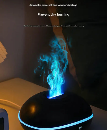 Wood grain Mini USB Aromatherapy Diffuser with Flame Projection - Portable Humidifier for Home and Car Use - Image 6