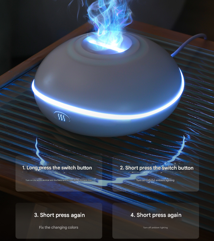 Crack color Mini USB Aromatherapy Diffuser with Flame Projection - Portable Humidifier for Home and Car Use - Image 4