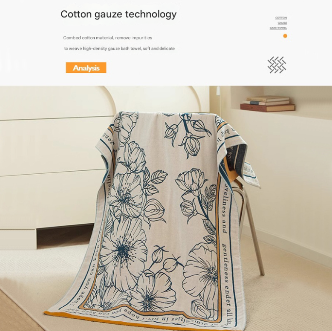 Lily 40S Pure Cotton Gauze Bath Towel - Extra Large, Thick, Soft, and Highly Absorbent for Adults - Image 2