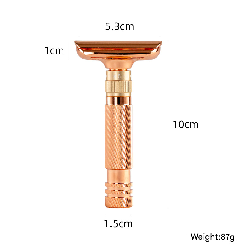 Rose gold Premium Adjustable Double Edge Safety Razor Kit - 8-Setting Precision Shave with Stand & 5 Blades - Image 5