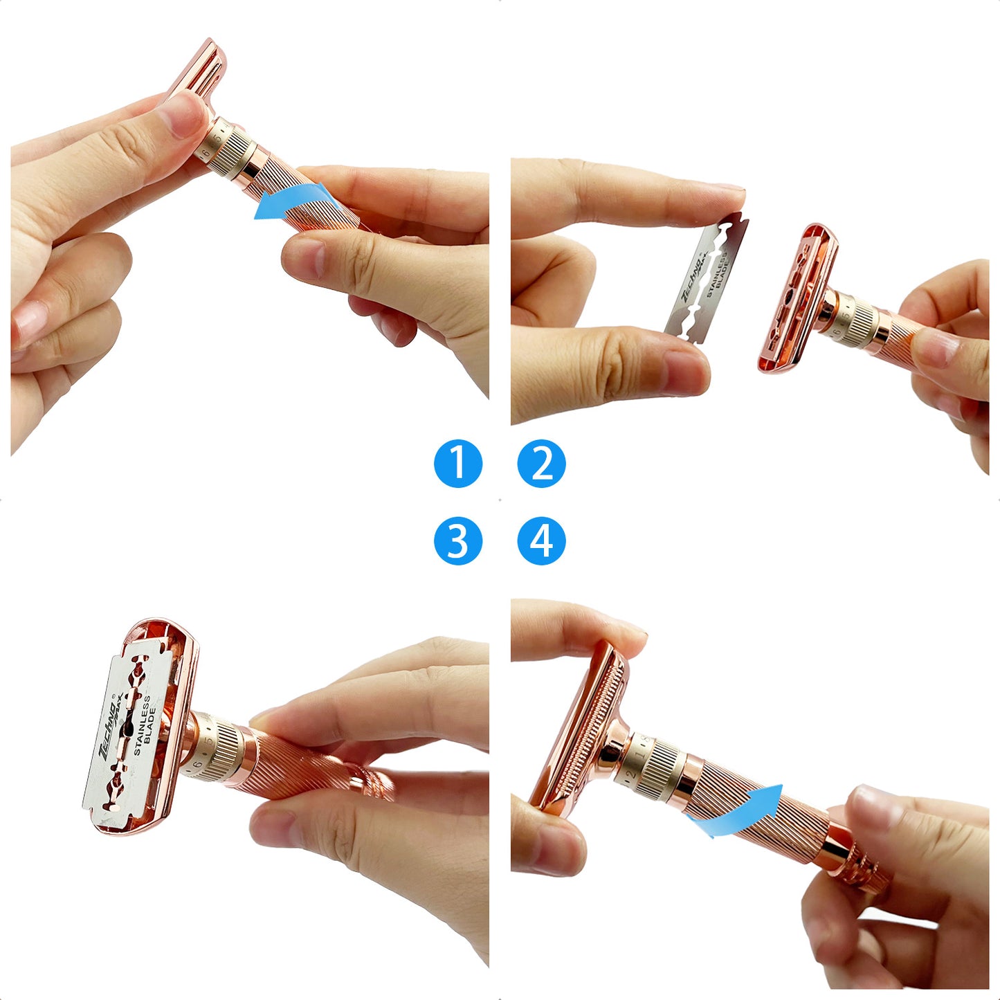 Bronze color Premium Adjustable Double Edge Safety Razor Kit - 8-Setting Precision Shave with Stand & 5 Blades - Image 2