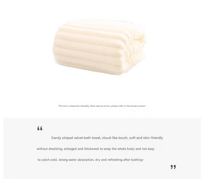 White Plush Ribbed Coral Fleece 3-Piece Towel Set - Ultra Soft & Absorbent Bath, Hand Towel and Hair Wrap - Image 3