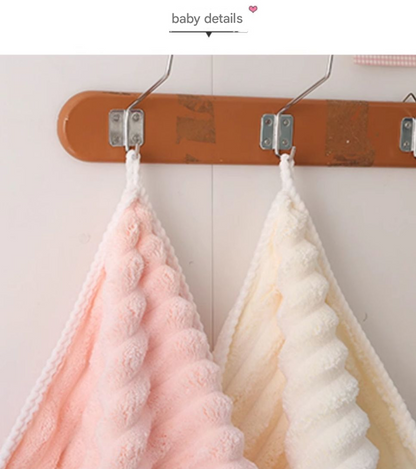 White Plush Ribbed Coral Fleece 3-Piece Towel Set - Ultra Soft & Absorbent Bath, Hand Towel and Hair Wrap - Image 4